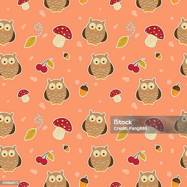 Fall Animal Patterns Pattern With Owls Stock Illustration - Download Image Now - Animal ...