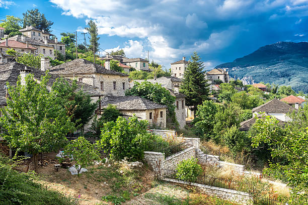 The picturesque village of Aristi in Zagori area, northern Greec The picturesque village of Aristi in Zagori area, northern Greece zagori stock pictures, royalty-free photos & images