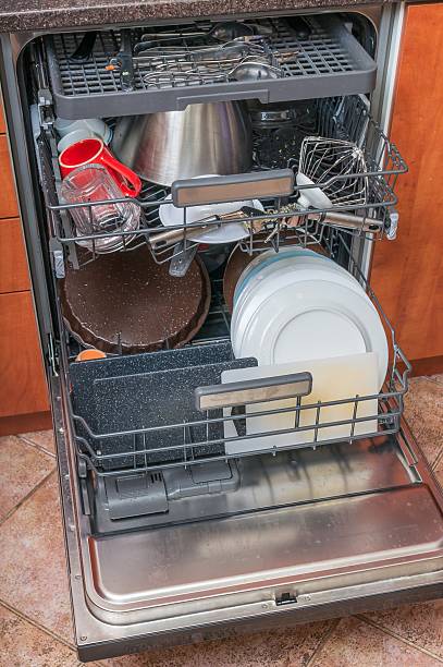 istock Dishwasher in kitchen full with dirty dishes. 510868842