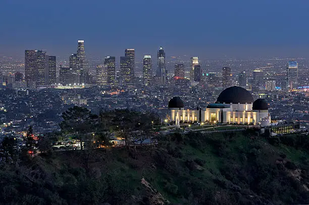 Los Angeles skyline with the Griffith Observatory in the foreground