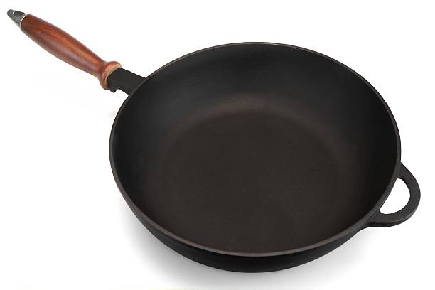 istock Empty Modern Vintage Cast Iron Pan With Wooden Handle Isolated 510870146
