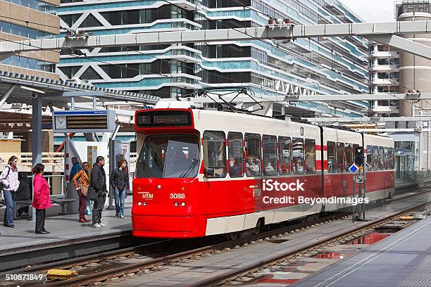 Tram Stop At The Hague Central Station Stock Photo - Download Image Now - Cable Car, Netherlands, The Hague