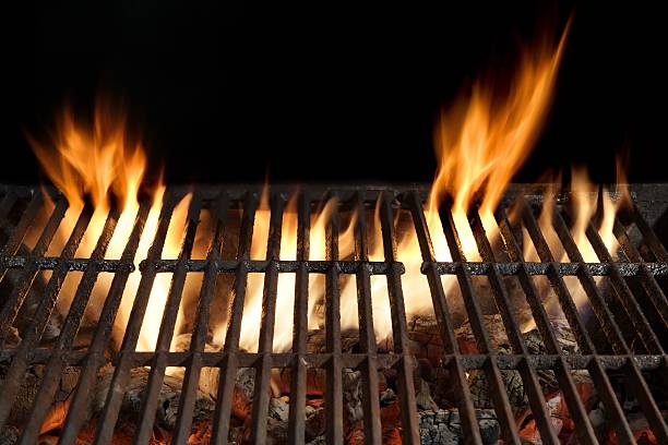 istock Empty Barbecue Fire Grill Close Up, Isolated On Black Background 510872244