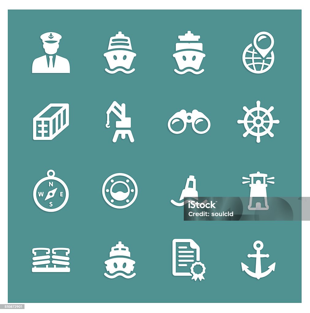 Shipping Port Icons Shipping port icons Crane - Machinery stock vector