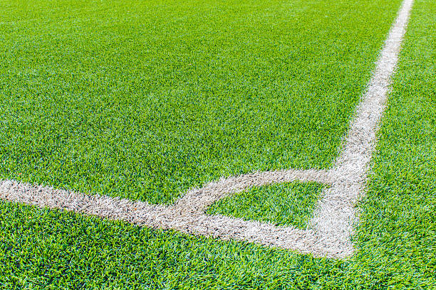 istock The football field corner with artificial grass 510873020