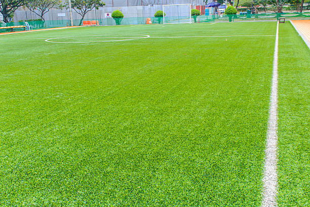 istock The football field line with artificial grass 510873224
