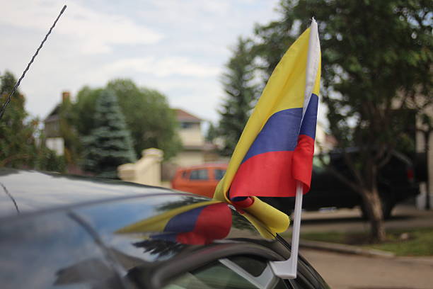 istock Colombian flag on car 510874645