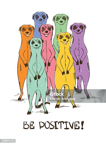 Sketch Illustration With Funny Colorful Meerkats Stock Illustration - Download Image Now - Meerkat, Group Of Objects, Africa