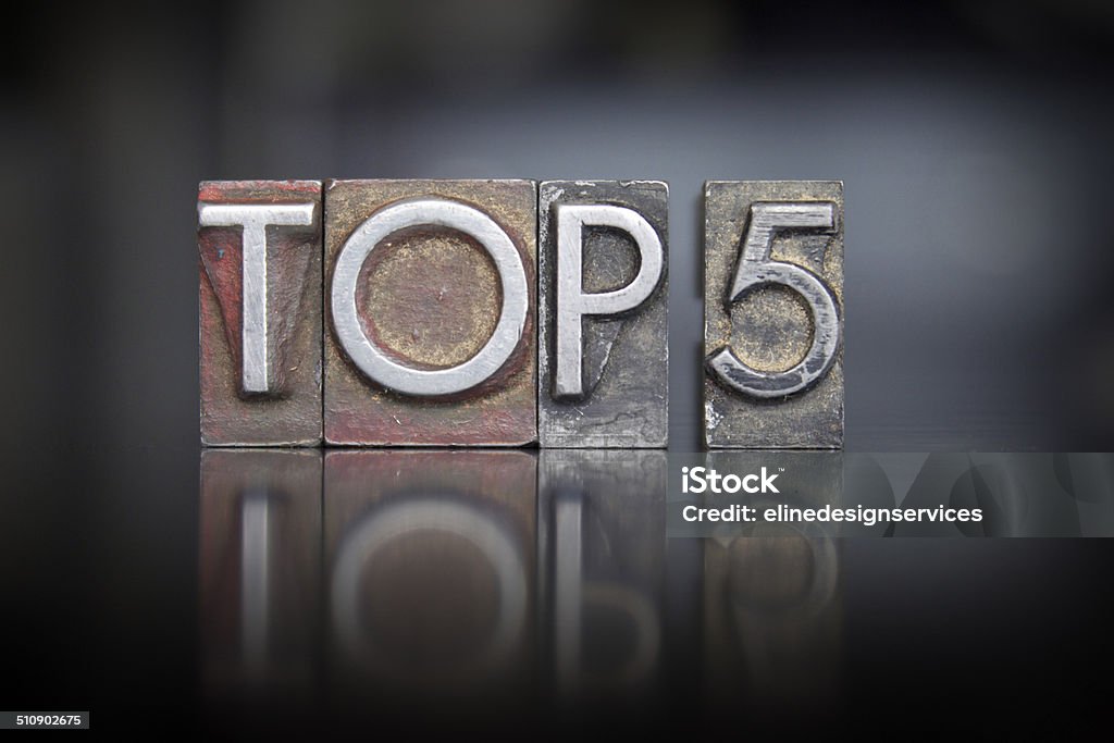 Top 5 Relieftechnik - Lizenzfrei Zahl 5 Stock-Foto