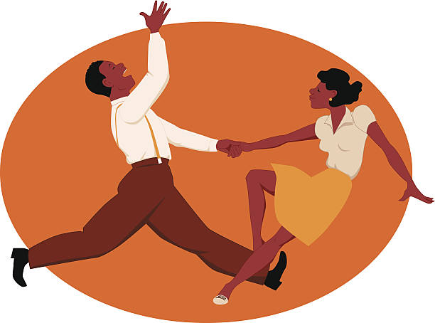 ilustraciones, imágenes clip art, dibujos animados e iconos de stock de jitterbug - dancing swing dancing 1950s style couple