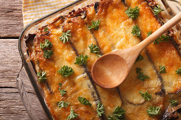 istock Traditional moussaka close up in baking dish. horizontal top view 510922162
