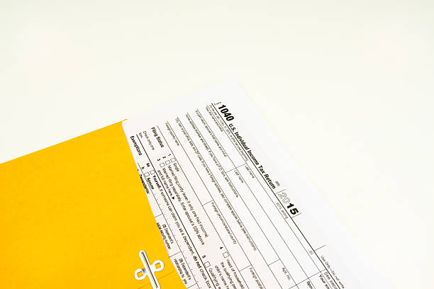 istock Tax Form 1040, Tax Form Details with Light Background 510922964