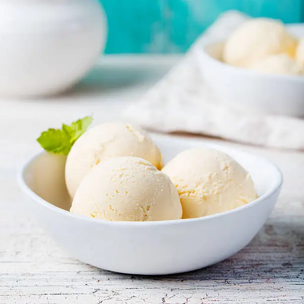 Photo of Vanilla Ice Cream in bowl Organic product