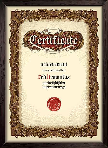 Certificate template with gothic font vector art illustration