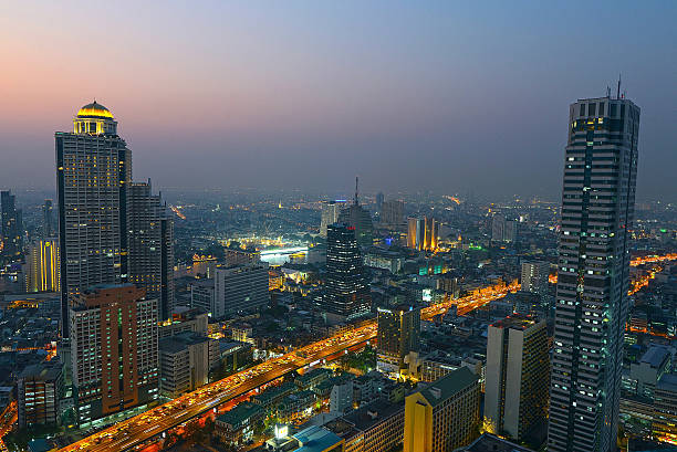 istock Bangkok cityscape from top view with river 510926558