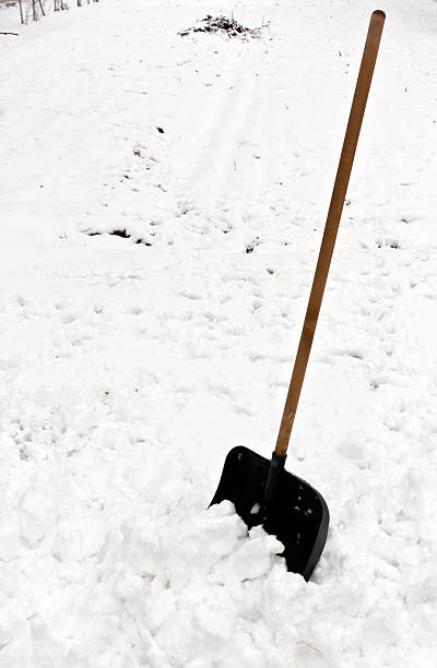 istock Black shovel in snow. 510928096