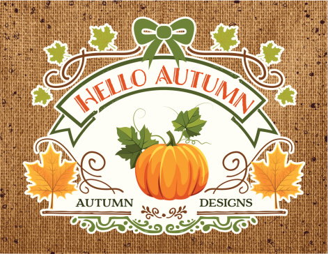 Autumn Thanksgiving Design Label Template On Burlap