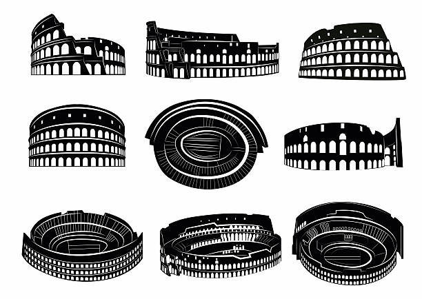 różne widoki rzymskich koloseum - amphitheater stock illustrations