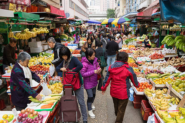 área de mercado en hong kong - market asia photography outdoors fotografías e imágenes de stock