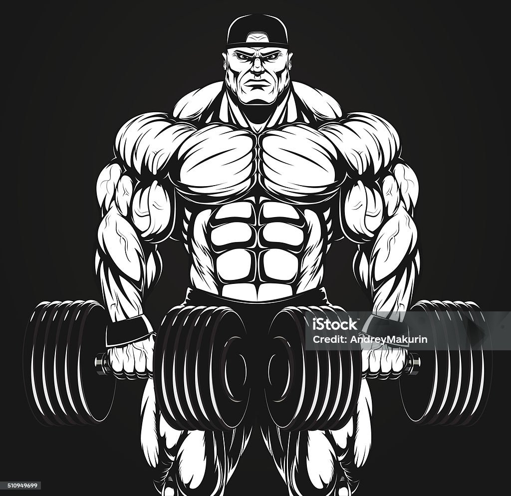 Bodybuilder with dumbbell Vector illustration, bodybuilder with dumbbell Adult stock vector