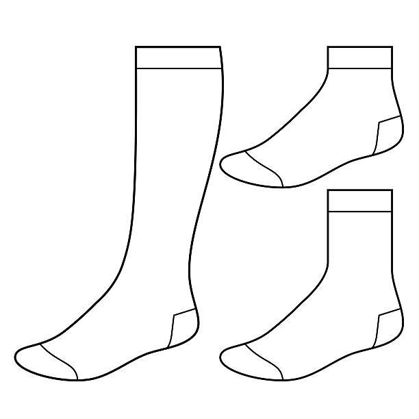stockillustraties, clipart, cartoons en iconen met set of blank socks - lange sokken