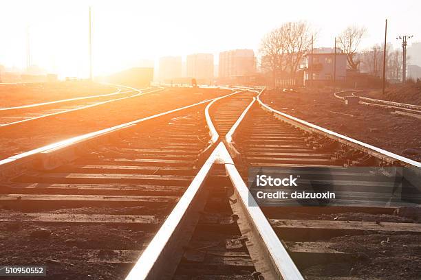 Railroad Tracks Stock Photo - Download Image Now - Railroad Track, Change, Direction
