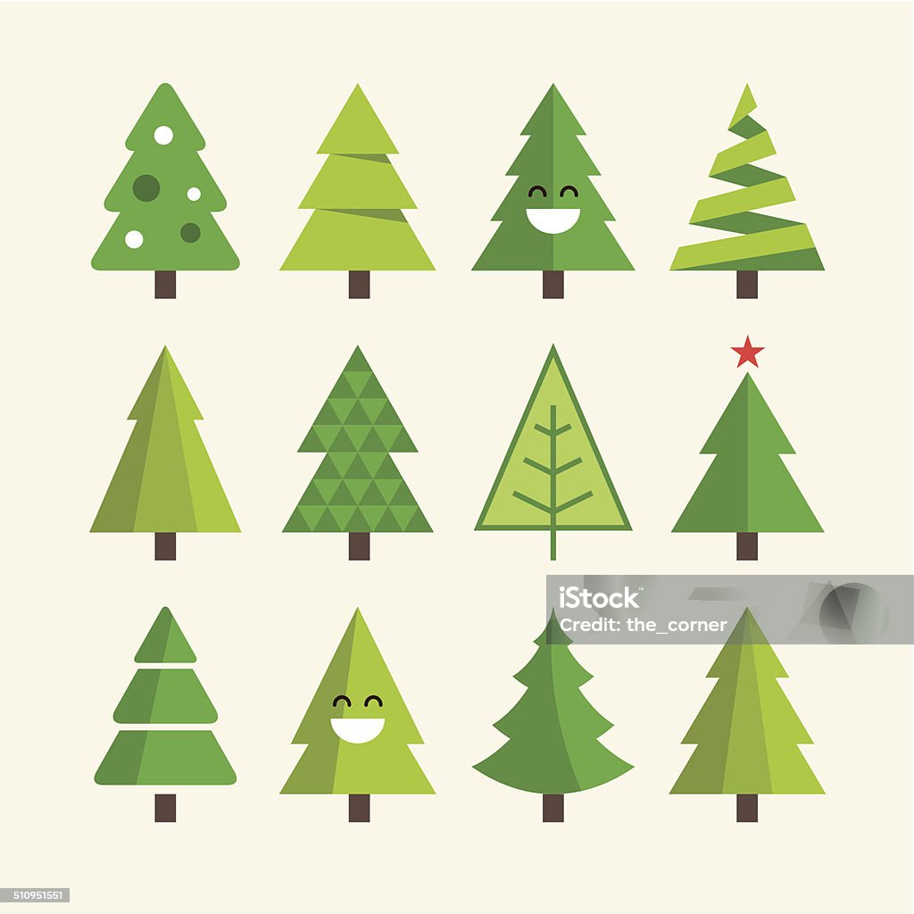 Weihnachtsbaum-set - Lizenzfrei Altertümlich Vektorgrafik