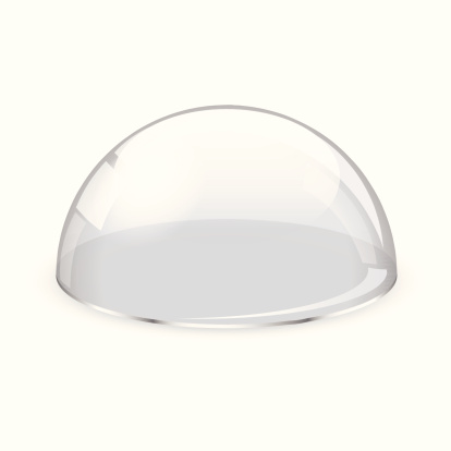 Glass transparent half-sphere on white