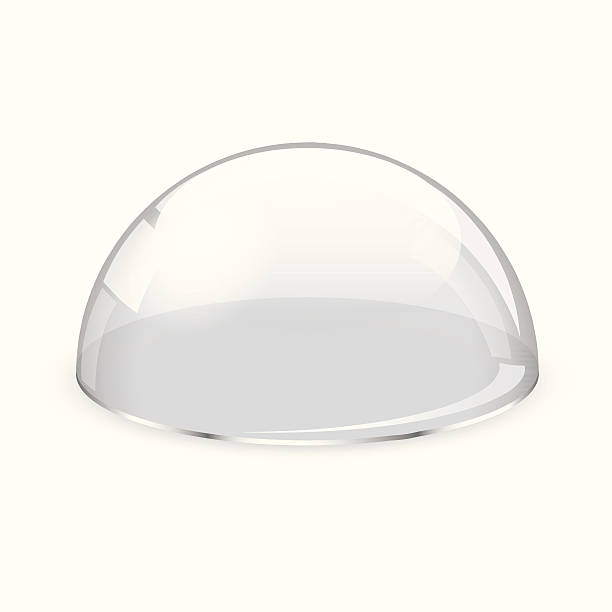 Glass half-sphere Glass transparent half-sphere on white dome stock illustrations