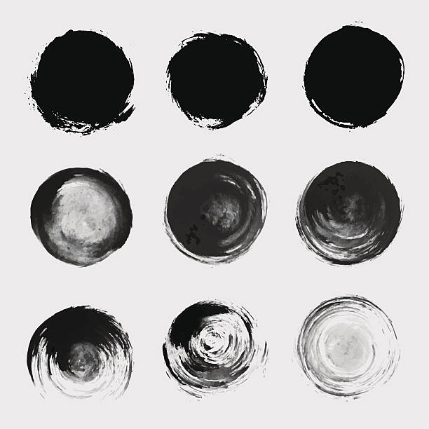ilustrações de stock, clip art, desenhos animados e ícones de círculo de tinta grunge vector conjunto de elementos.  escova de textura de esfregaço - paint brush vector