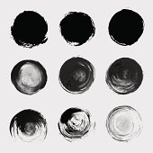 istock Grunge paint circle vector element set. Brush smear stain texture 510952989