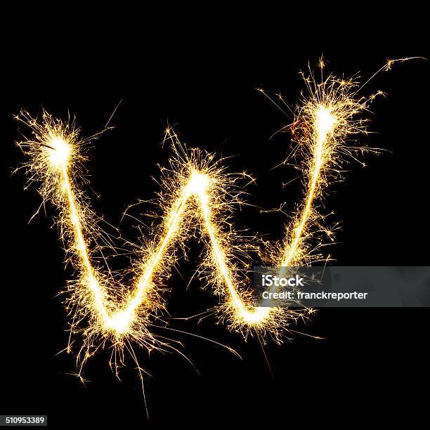 W Letter Stock Photo - Download Image Now - Alphabet, Black Background, Bright