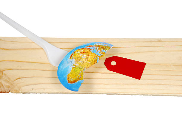 istock The red tag with torn fragment of a map 510954020