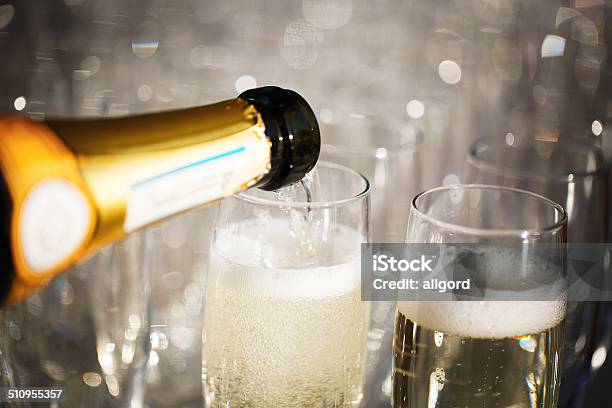 Glasses Of Champagne Stock Photo - Download Image Now - Alcohol - Drink, Bottle, Bubble