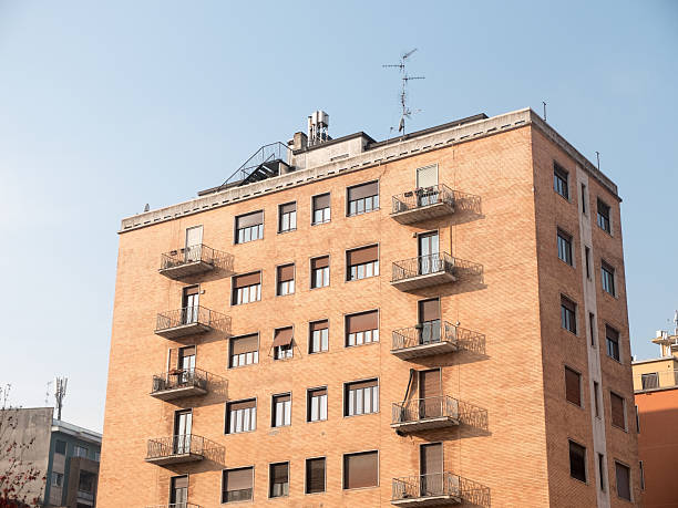 istock Brick Apartment Building with Small Balconies 510955628