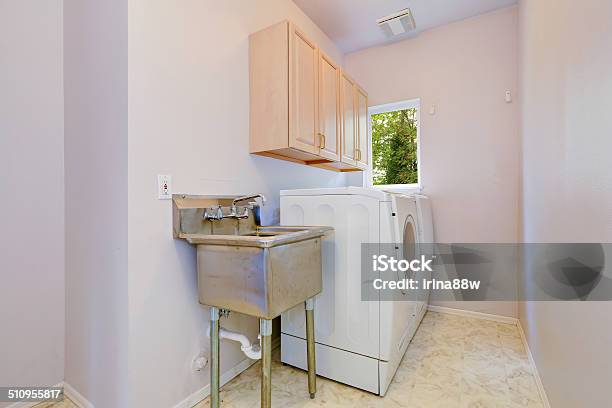 Laundry Room With Old Sink And White Appliances Stock Photo - Download Image Now - Utility Room, Architect, Architecture