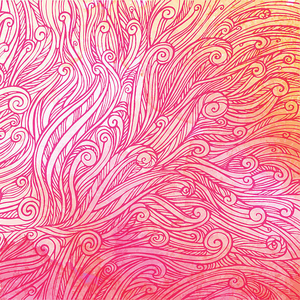 ilustrações, clipart, desenhos animados e ícones de padrão de cor-de-rosa vermelha ondas, ondas de fundo abstrato aquarela - water weed