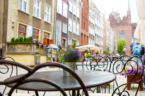 Cozy outdoor cafe in Gdansk, Poland
