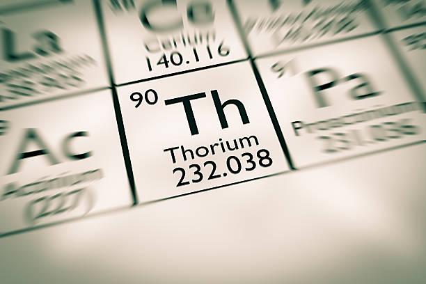 Focus on radioactive thorium chemical element stock photo