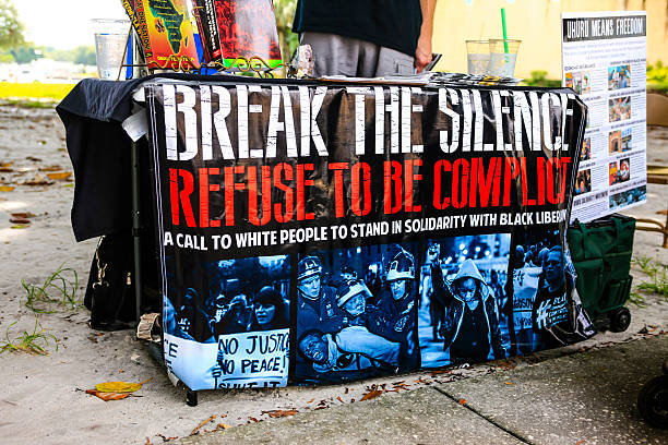 St. Petersburg, FL, USA - September 5, 2015: Break the Silence, Refuse to be complicit banner in St. Petersburg FL