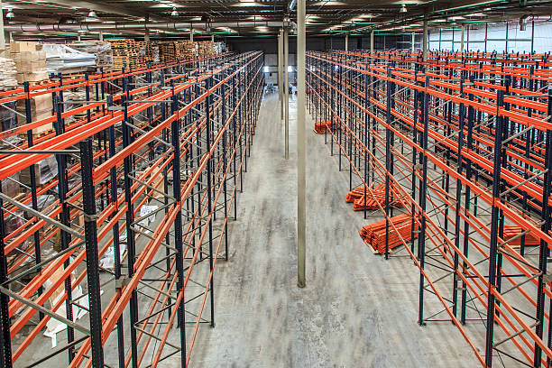 warehouse shelving high stock photo