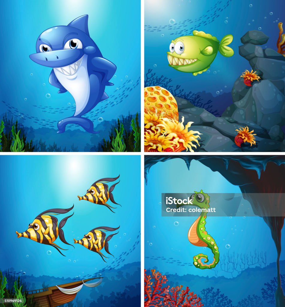 Động Vật Biển Bơi Trong Đại Dương Hình minh họa Sẵn có - Tải xuống ...