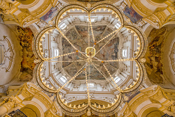 istock Crystal Chandelier in Prague Church 510970902