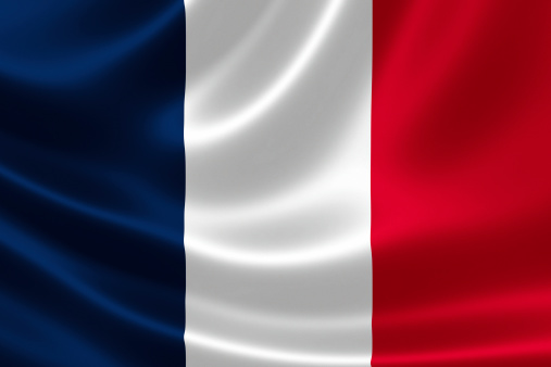 Close up of the flag of France