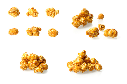 caramel popcorn isolated on white background