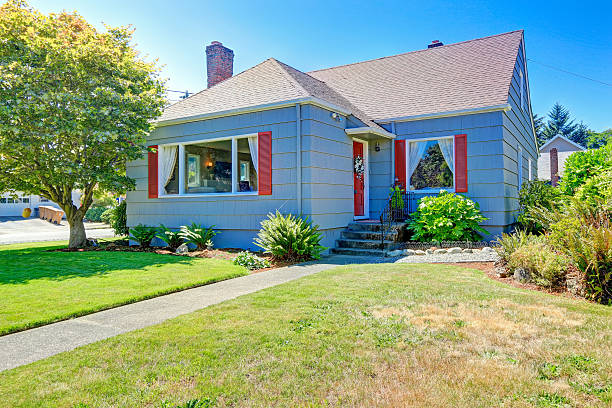 istock Cozy small house exterior with red details 510975955