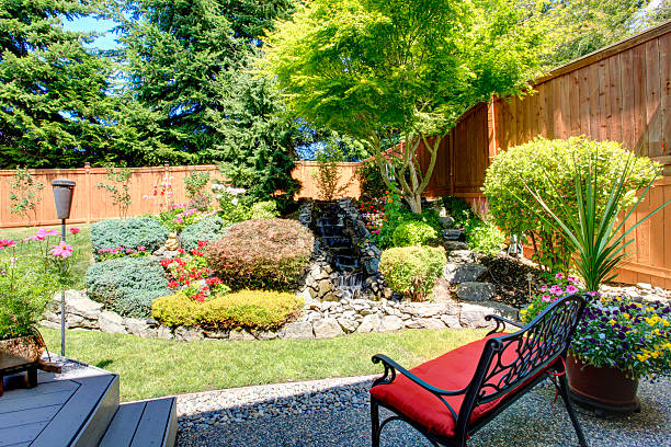 istock Beautiful landscape design for backyard garden 510976099