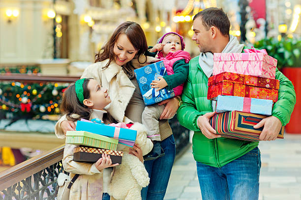 compras de natal - christmas shopping imagens e fotografias de stock