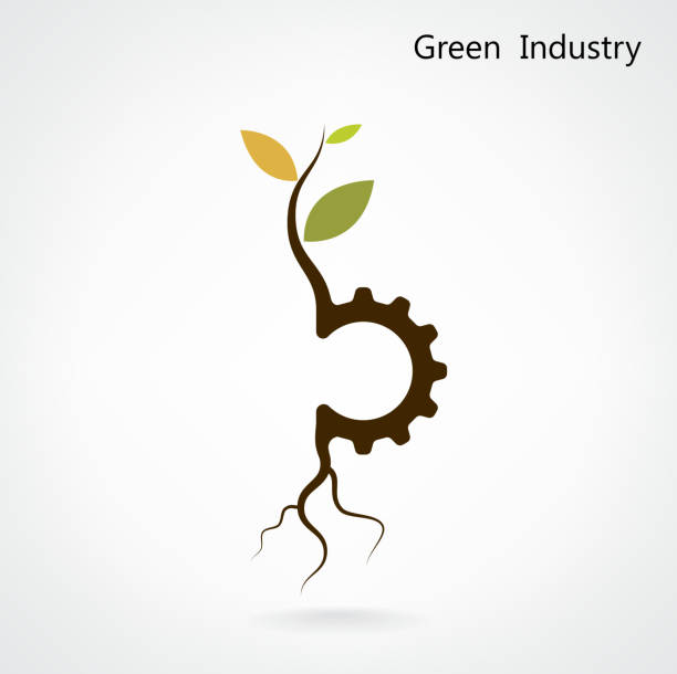 illustrations, cliparts, dessins animés et icônes de green industry concept.  petites plantes et équipement symbole, business et vert idée. - concepts and ideas nature plants transportation