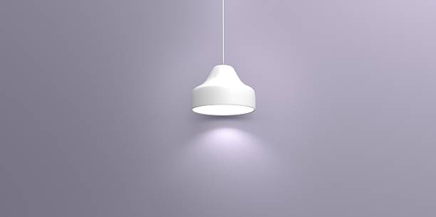 istock Empty niche for exhibit white purple ceiling hanging white lamp 510996109